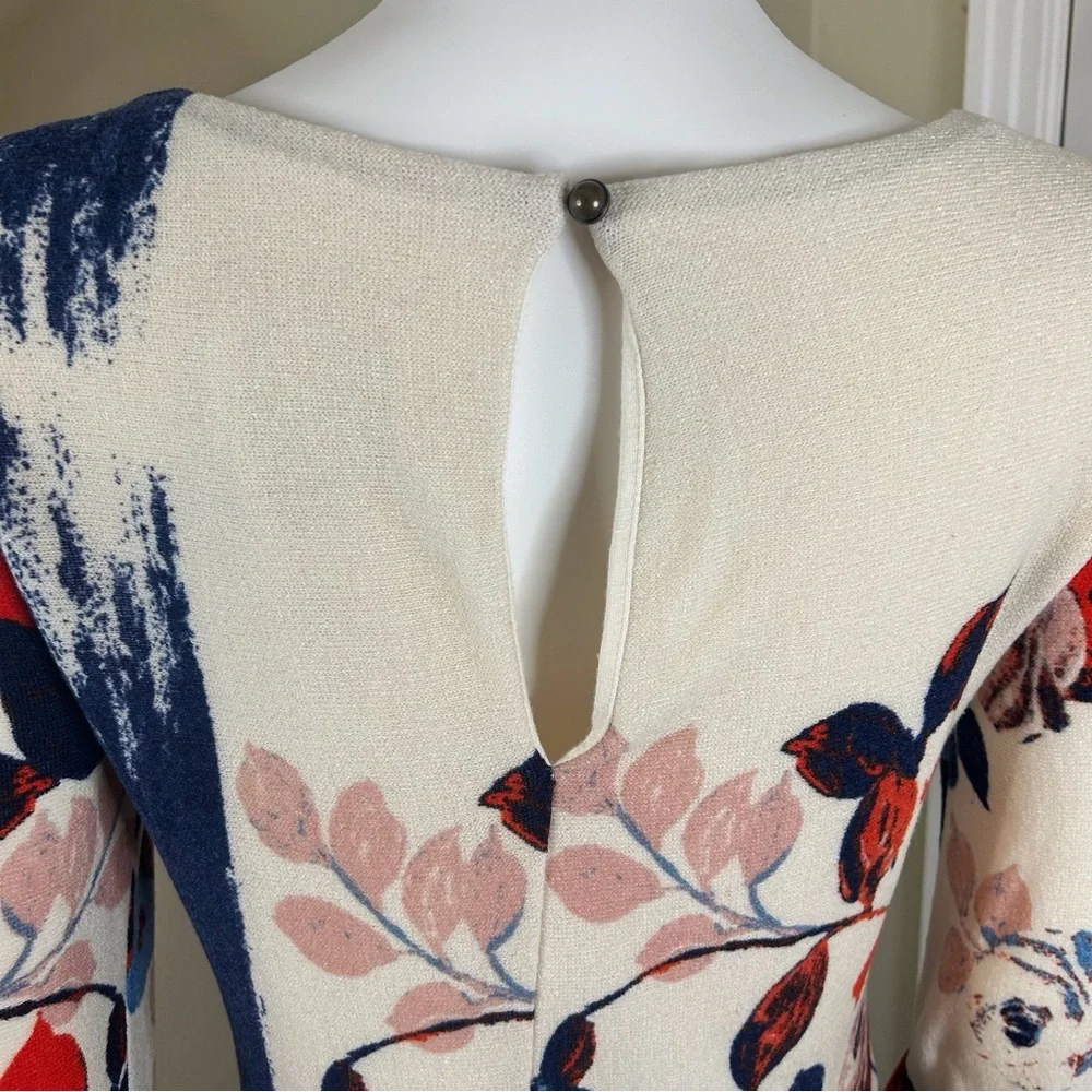 Maeve Anthousai Floral Knit Bell Sleeve Sweater Mini Dress - Picture 7 of 15